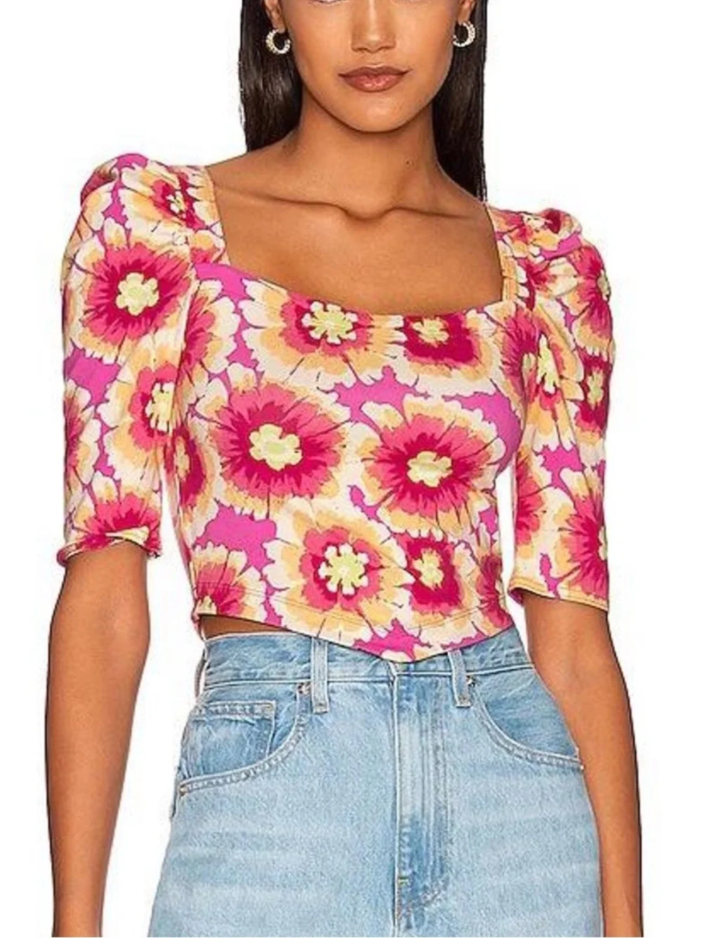 Free People Give Me More Floral Crop Top Boho Summer Festival Y2K 90s Size XS